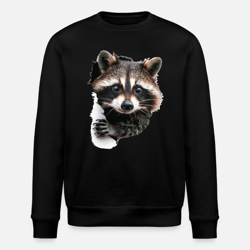 Waschbär - Stanley/Stella Unisex Bio-Sweatshirt ROLLER - Schwarz