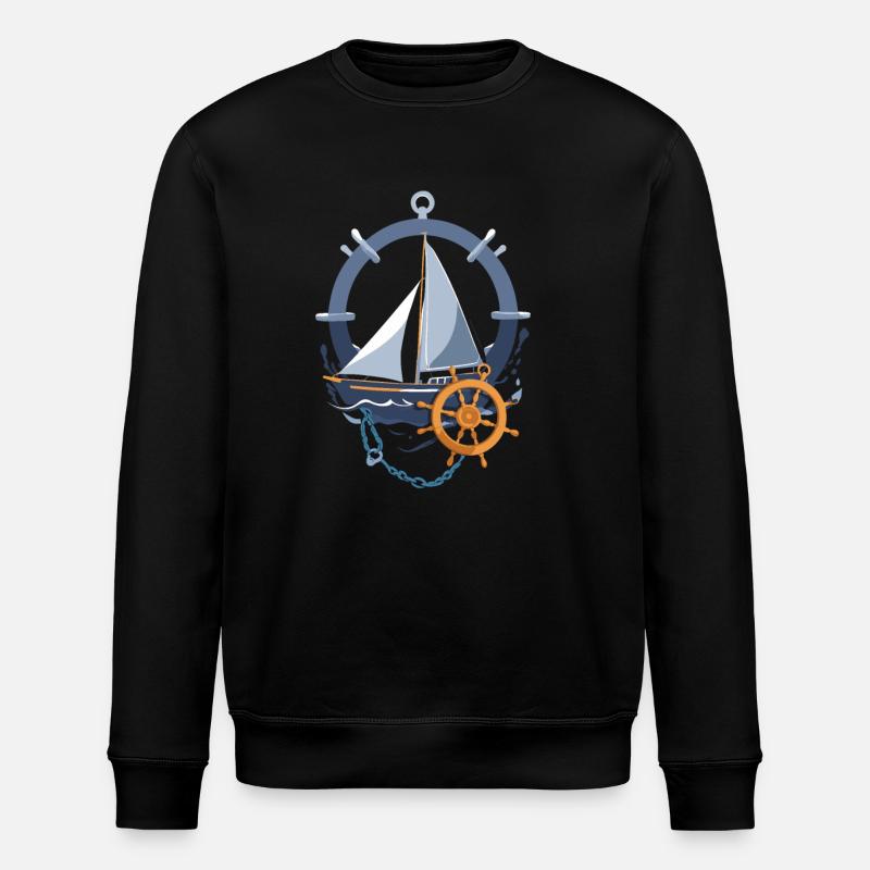 Motif d’aventure en navigation maritime - Sweat bio ROLLER Stanley/Stella Unisexe - noir