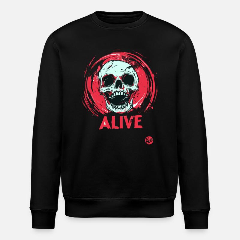 Lebendiger Totenkopf - Stanley/Stella Unisex Bio-Sweatshirt ROLLER - Schwarz