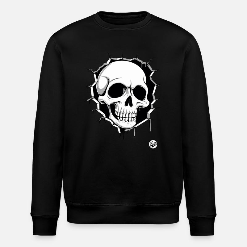 Crâne perçant le mur - Sweat bio ROLLER Stanley/Stella Unisexe - noir