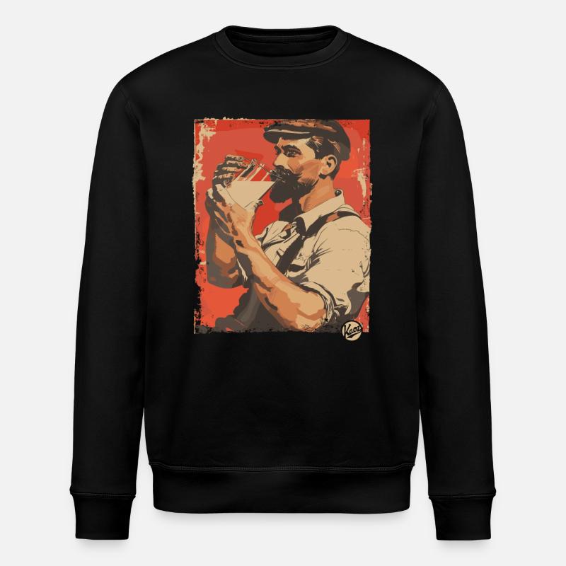 Handsome milkman drinking milk - Stanley/Stella ROLLER Unisex Organic Sweatshirt - black
