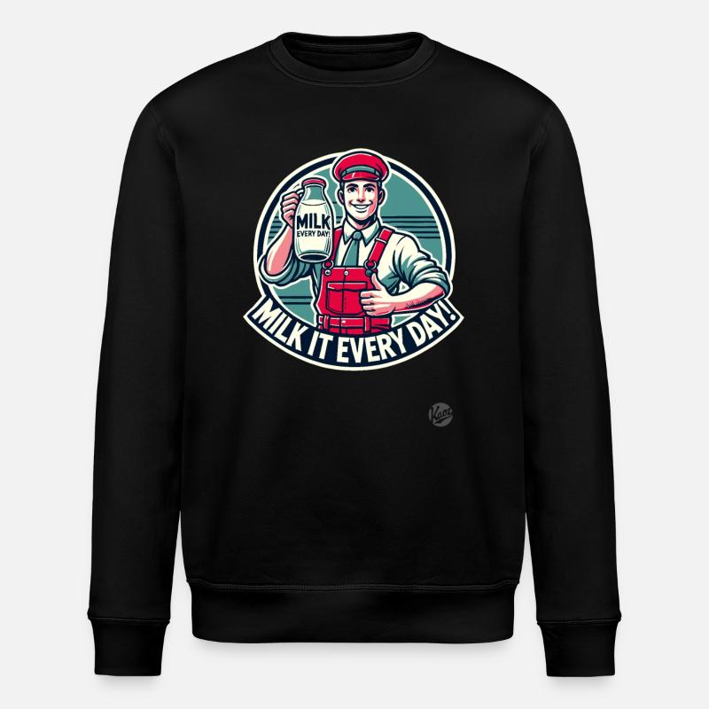 Milchmann Daumen hoch – Täglich Milch - Stanley/Stella Unisex Bio-Sweatshirt ROLLER - Schwarz
