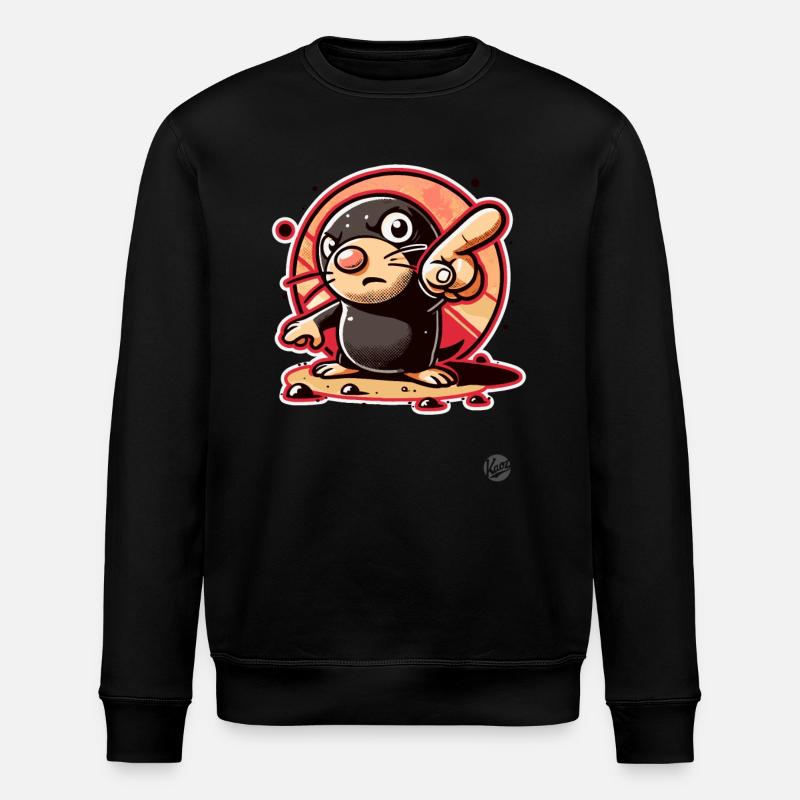 Funny mole pointing with finger - Stanley/Stella ROLLER Unisex Organic Sweatshirt - black