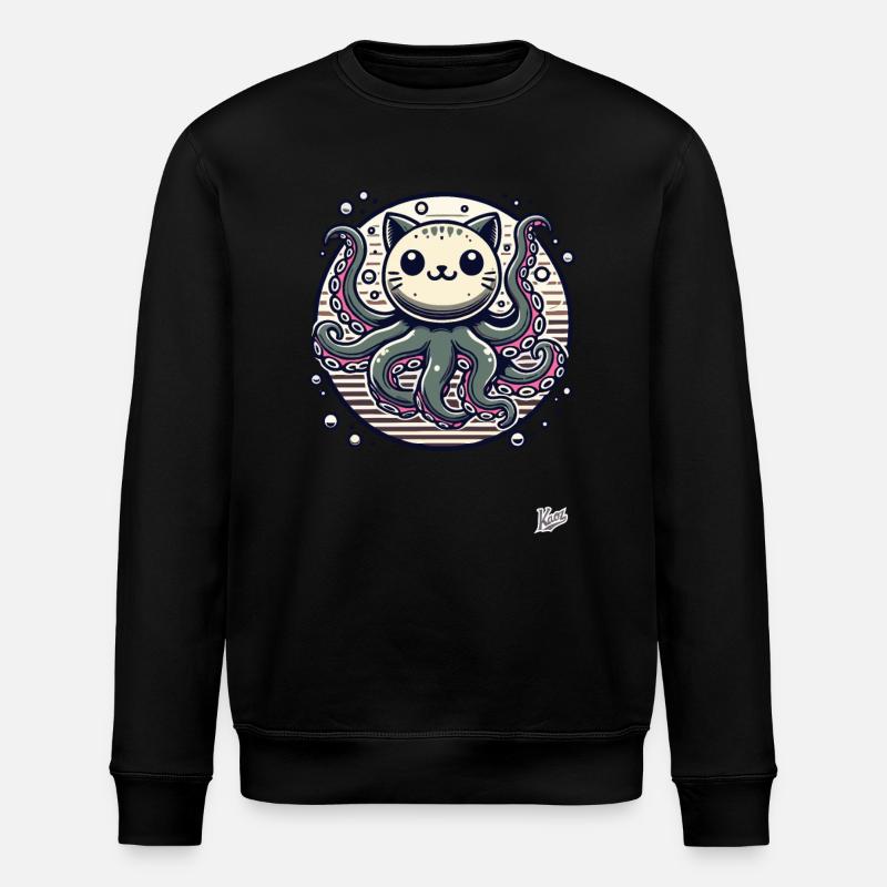 Oktopus Kraken Katze - Stanley/Stella Unisex Bio-Sweatshirt ROLLER - Schwarz
