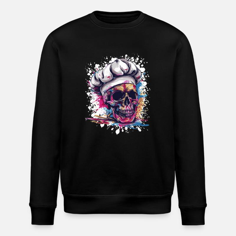 Chefkoch Koch Skull - Stanley/Stella Unisex Bio-Sweatshirt ROLLER - Schwarz