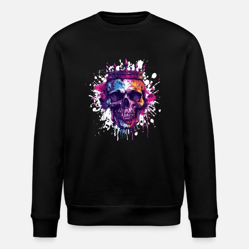 Crâne de Roi Couronne Royale - Sweat bio ROLLER Stanley/Stella Unisexe - noir