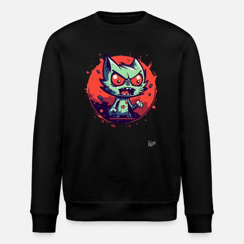 Chat Aggro Drôle Fou - Sweat bio ROLLER Stanley/Stella Unisexe - noir