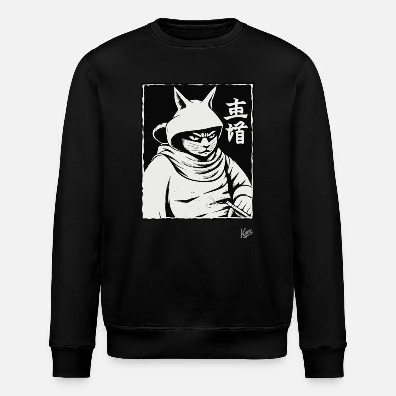 Samurai Shogun Cat - Stanley/Stella ROLLER Unisex Organic Sweatshirt - black
