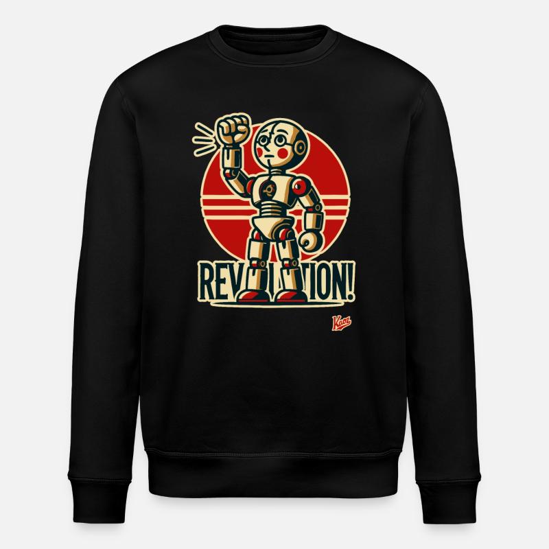 Retro-Roboter-Revolution - Stanley/Stella Unisex Bio-Sweatshirt ROLLER - Schwarz