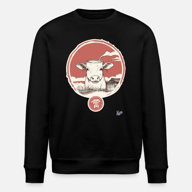 Abstrakte Kuh mit Milch - Stanley/Stella Unisex Bio-Sweatshirt ROLLER - Schwarz