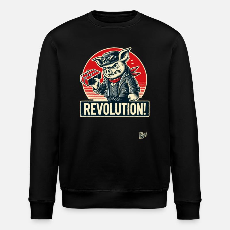 Rétro ouvrier cochon drôle révolution - Sweat bio ROLLER Stanley/Stella Unisexe - noir