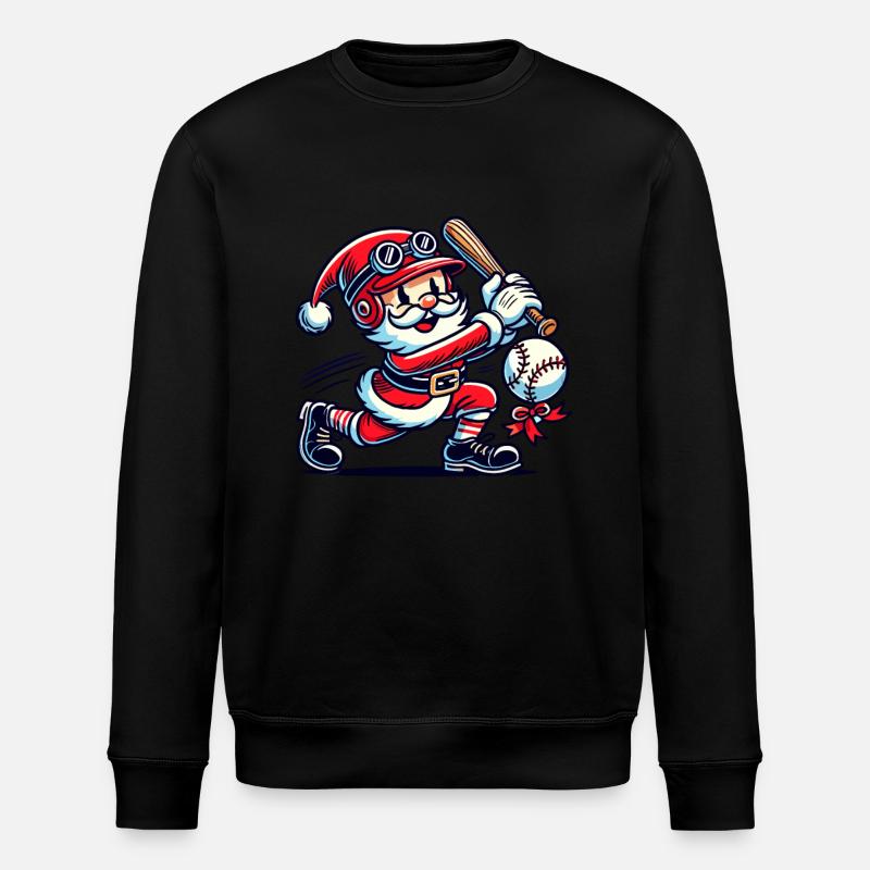 Weihnachtsmann Schwingt Baseballschläger - Stanley/Stella Unisex Bio-Sweatshirt ROLLER - Schwarz