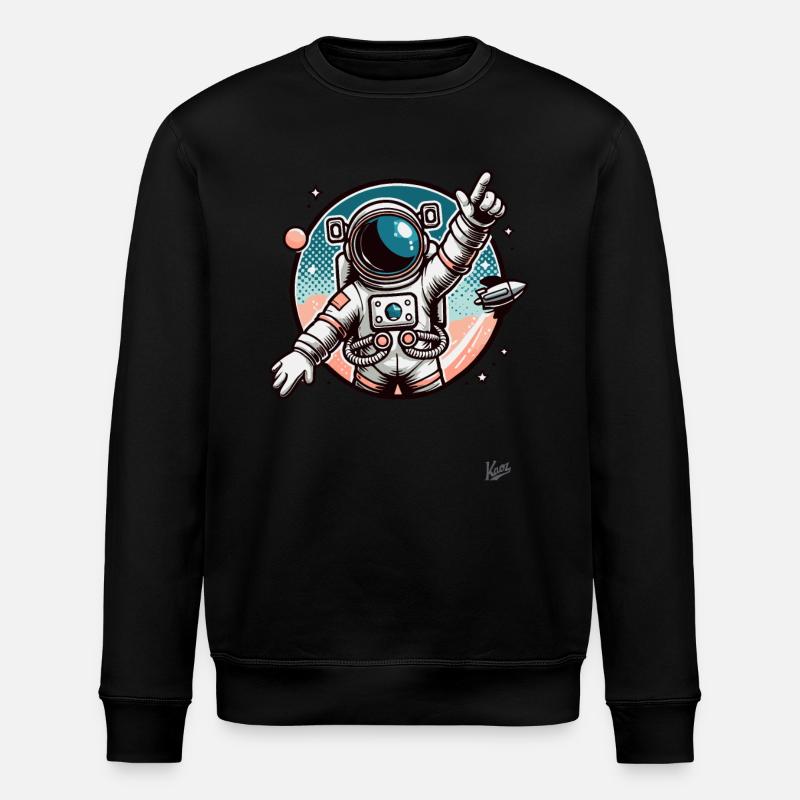 Astronaut points to the galaxy - Stanley/Stella ROLLER Unisex Organic Sweatshirt - black