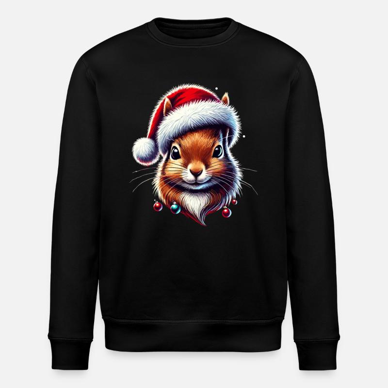 Weihnachtseichhörnchen Mit Mütze - Stanley/Stella Unisex Bio-Sweatshirt ROLLER - Schwarz