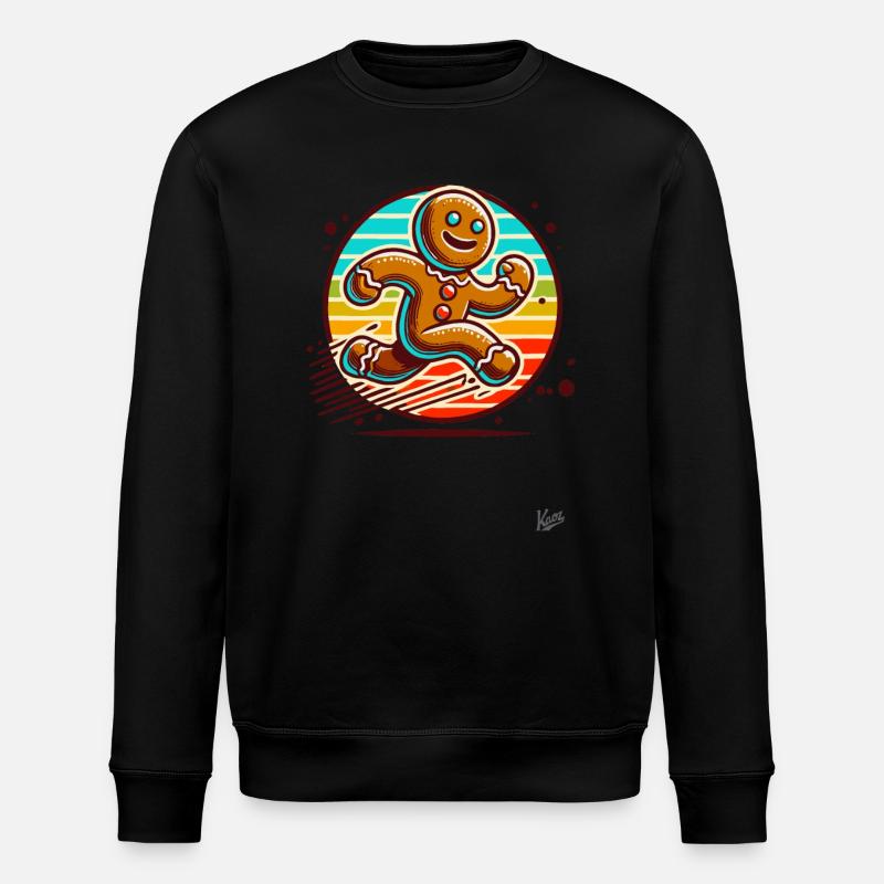 Lauf weg Lebkuchenmann - Stanley/Stella Unisex Bio-Sweatshirt ROLLER - Schwarz