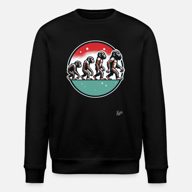 Evolution of the ape - Stanley/Stella ROLLER Unisex Organic Sweatshirt - black