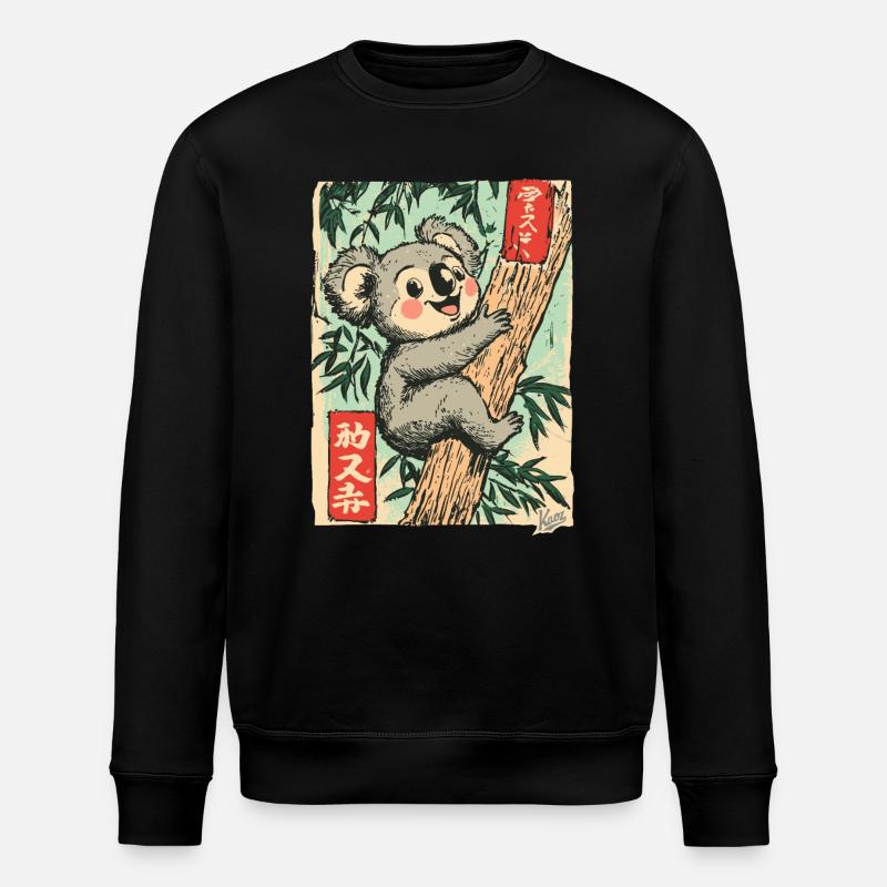 Retro Japanese Postcard with Koala - Stanley/Stella ROLLER Unisex Organic Sweatshirt - black