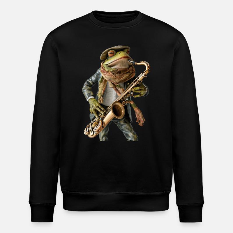 Saxophone Grenouille - Sweat bio ROLLER Stanley/Stella Unisexe - noir