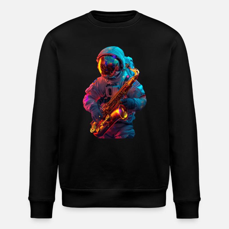 Astronaut Saxophone - Stanley/Stella ROLLER Unisex Organic Sweatshirt - black