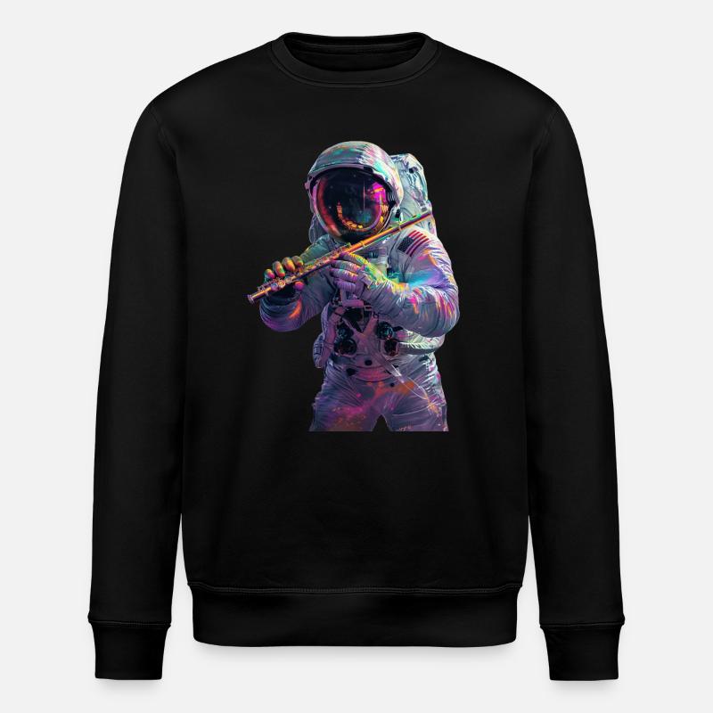 Astronaut Querflöte - Stanley/Stella Unisex Bio-Sweatshirt ROLLER - Schwarz