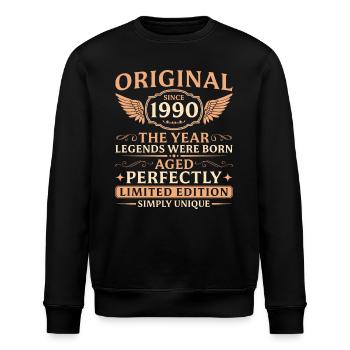 Original seit 1990 Jahrgang Geburtstag - Stanley/Stella Unisex Bio-Sweatshirt ROLLER - Schwarz - Vorne - Nik (191cm)