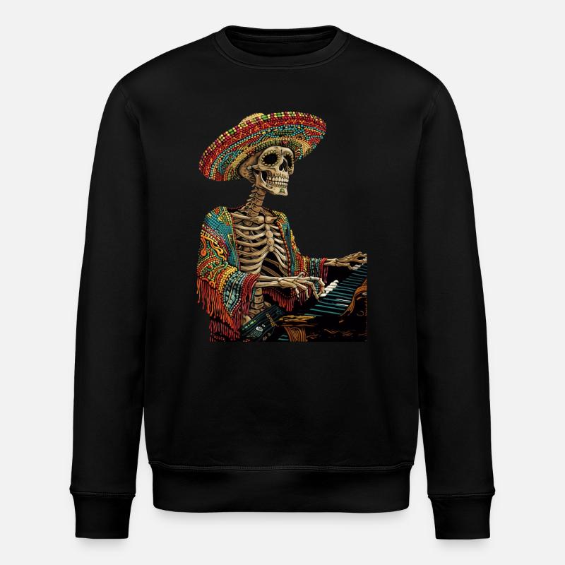 Klavier Mexikanisches Skelett - Stanley/Stella Unisex Bio-Sweatshirt ROLLER - Schwarz