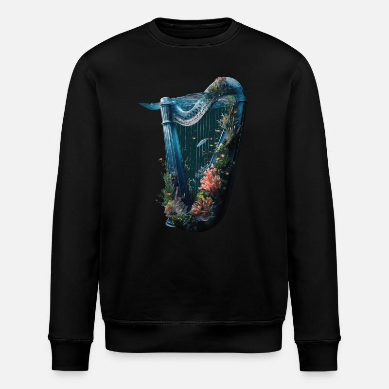 Fisch Harfe - Stanley/Stella Unisex Bio-Sweatshirt ROLLER - Schwarz