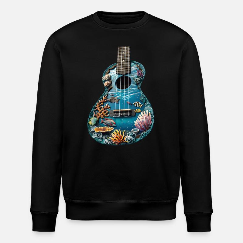 Fish Ukulele - Stanley/Stella ROLLER Unisex Organic Sweatshirt - black