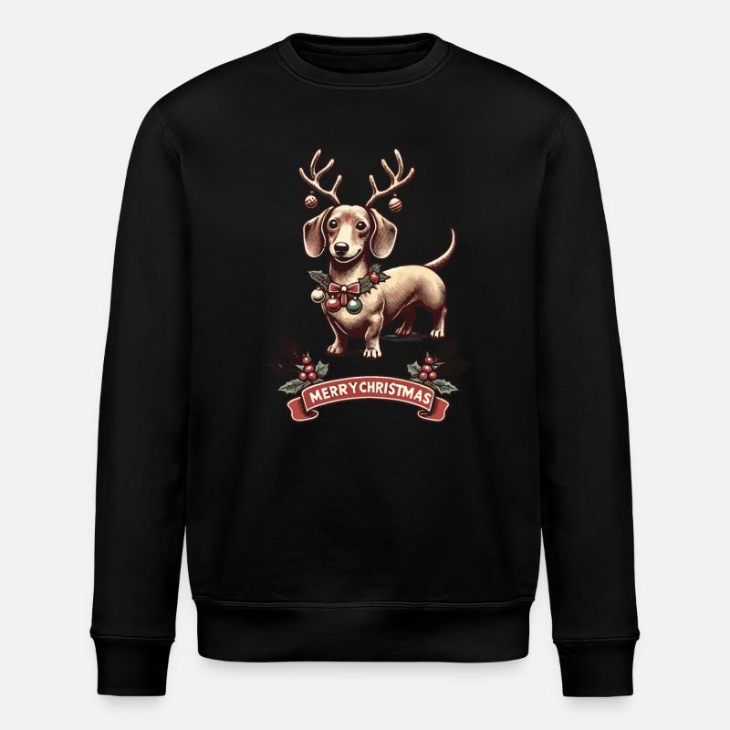 Joyeux Noël Teckel Motif Renne - Sweat bio ROLLER Stanley/Stella Unisexe - noir