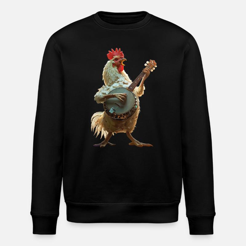 Rooster Banjo - Stanley/Stella ROLLER Unisex Organic Sweatshirt - black