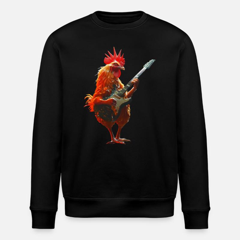 Rooster Guitar - Stanley/Stella ROLLER Unisex Organic Sweatshirt - black