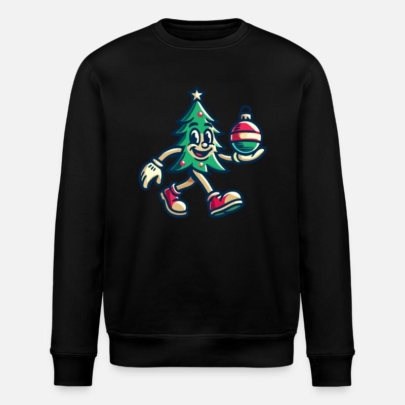 Merry Christmas Tree Retro Look - Stanley/Stella ROLLER Unisex Organic Sweatshirt - black
