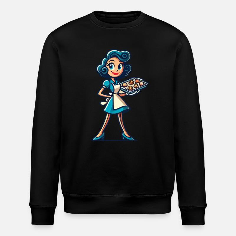 Fröhliche Bäckerin Mit Kekstablett - Stanley/Stella Unisex Bio-Sweatshirt ROLLER - Schwarz