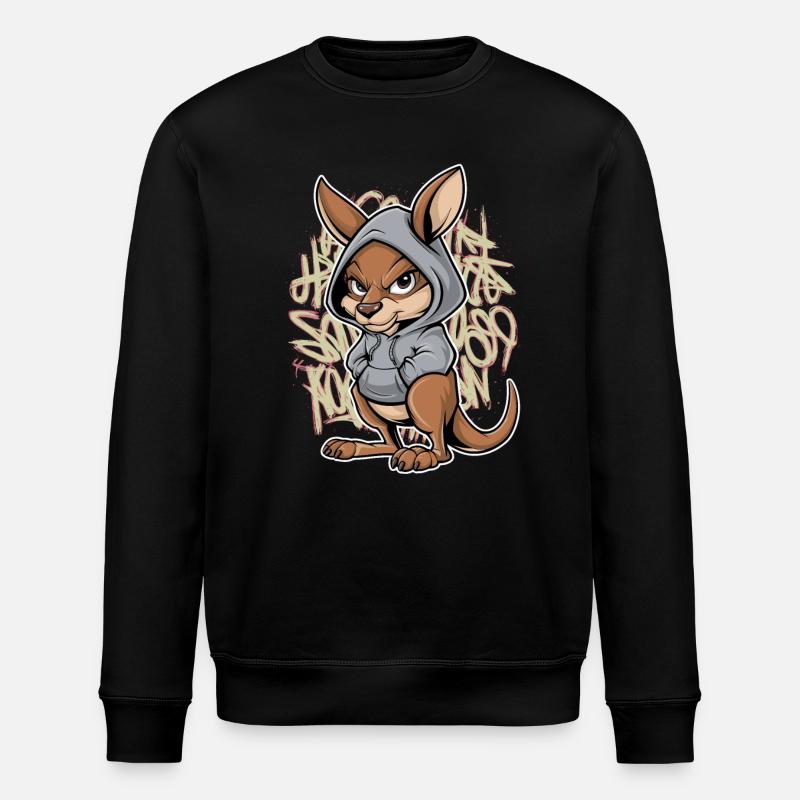 Känguru Kangaroo Australische Tiere - Stanley/Stella Unisex Bio-Sweatshirt ROLLER - Schwarz