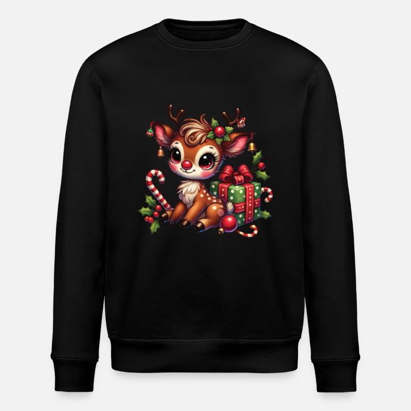 Renne de Noël avec cadeau - Sweat bio ROLLER Stanley/Stella Unisexe - noir