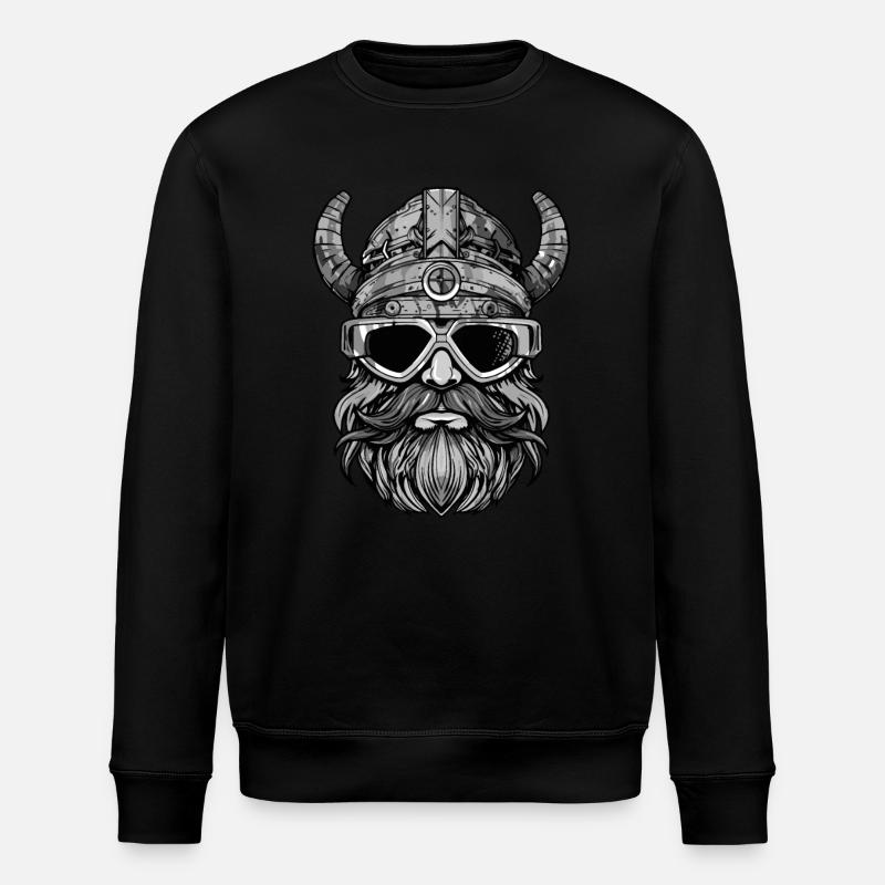 Viking Head Party Warrior - Stanley/Stella ROLLER Unisex Organic Sweatshirt - black
