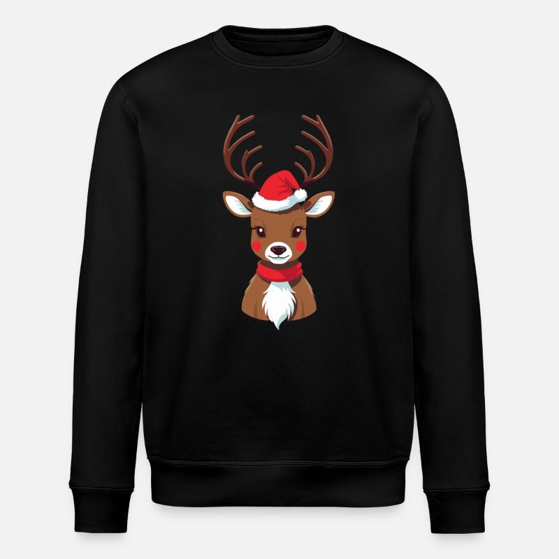 Renne de Noël avec chapeau - Sweat bio ROLLER Stanley/Stella Unisexe - noir