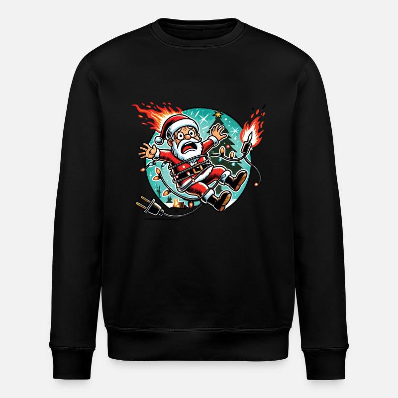 Weihnachtsmann Stromschlag Überraschung - Stanley/Stella Unisex Bio-Sweatshirt ROLLER - Schwarz