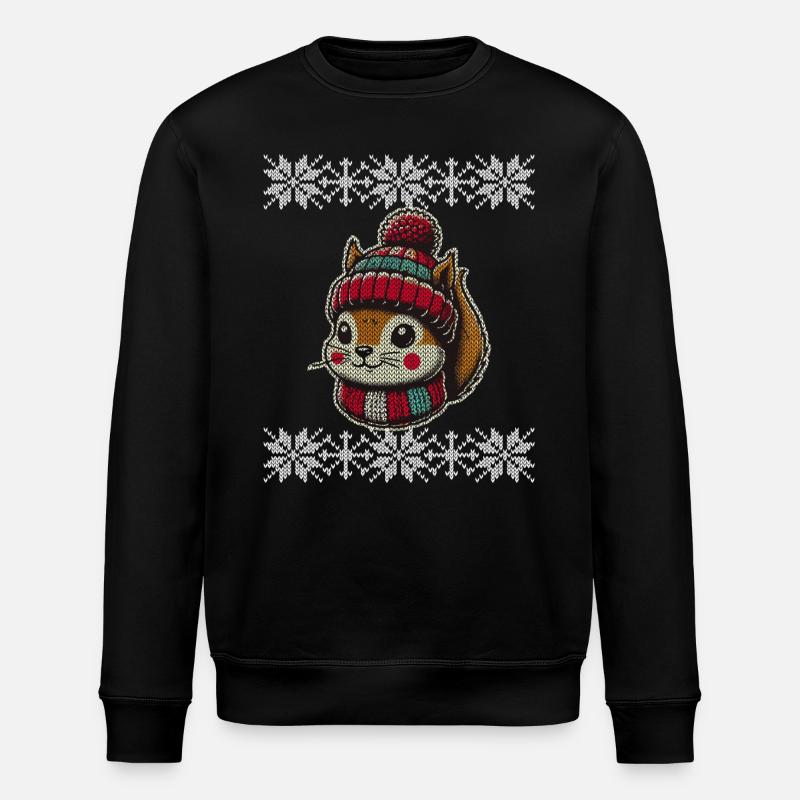 Cute Knitting Pattern Squirrel Winter - Stanley/Stella ROLLER Unisex Organic Sweatshirt - black