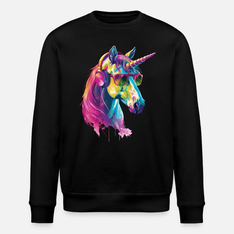 Einhorn - Stanley/Stella Unisex Bio-Sweatshirt ROLLER - Schwarz