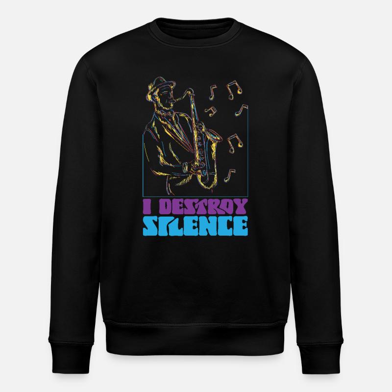 Saxophone I Destroy Silence - Stanley/Stella Unisex Bio-Sweatshirt ROLLER - Schwarz