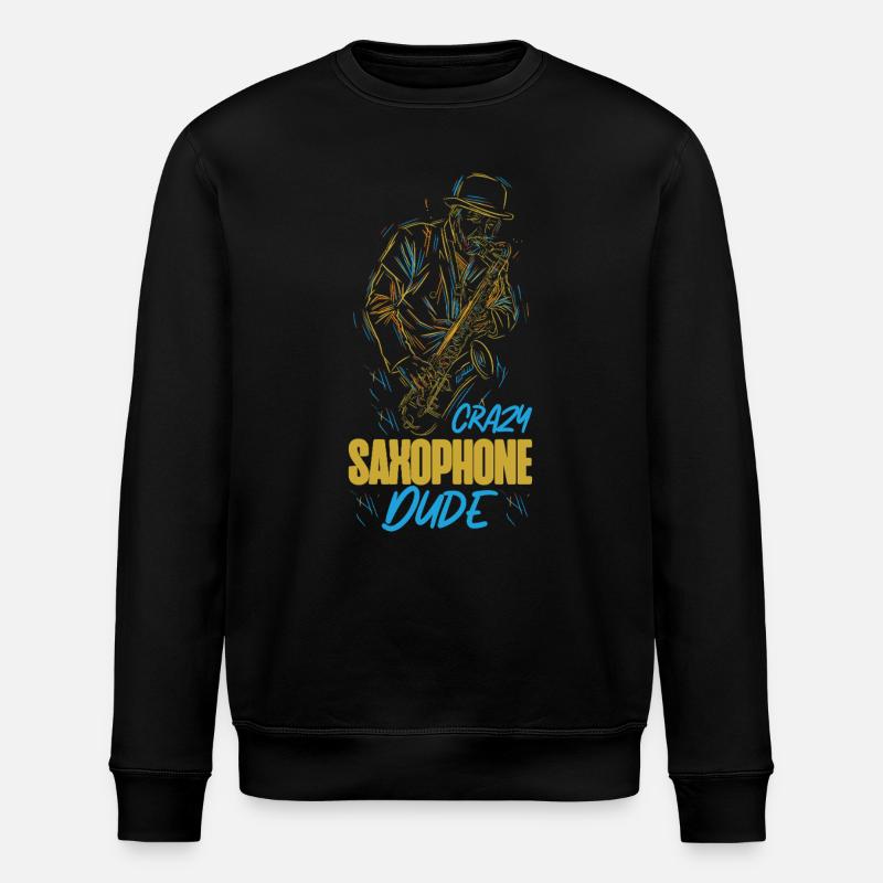 Saxophone Crazy Saxophone Dude - Stanley/Stella Unisex Bio-Sweatshirt ROLLER - Schwarz
