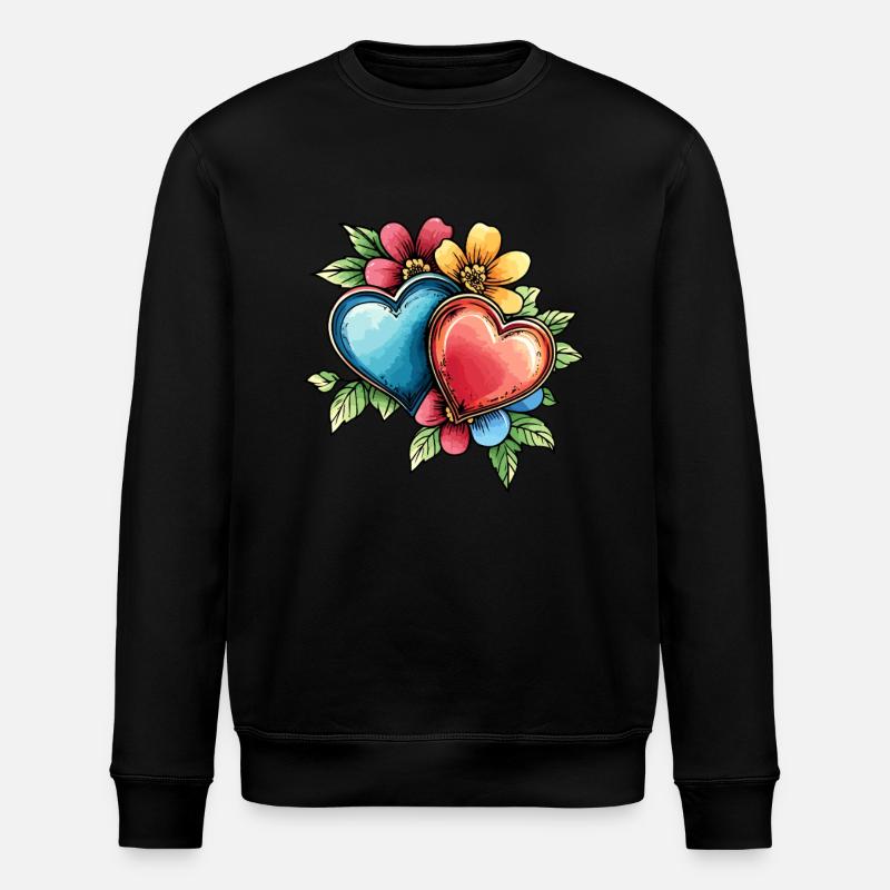Herzen Blumen - Stanley/Stella Unisex Bio-Sweatshirt ROLLER - Schwarz