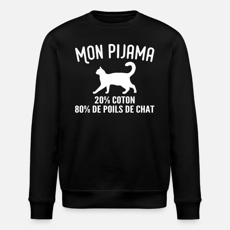 Humorvoller Katzenhaar-Pyjama - Stanley/Stella Unisex Bio-Sweatshirt ROLLER - Schwarz