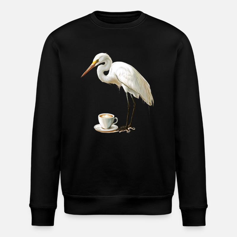 Reiher Vogel Kaffee - Stanley/Stella Unisex Bio-Sweatshirt ROLLER - Schwarz