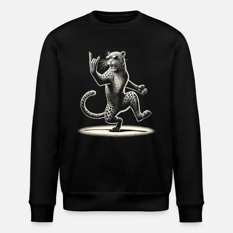 Rockiger Leopard – Wild & Laut - Stanley/Stella Unisex Bio-Sweatshirt ROLLER - Schwarz
