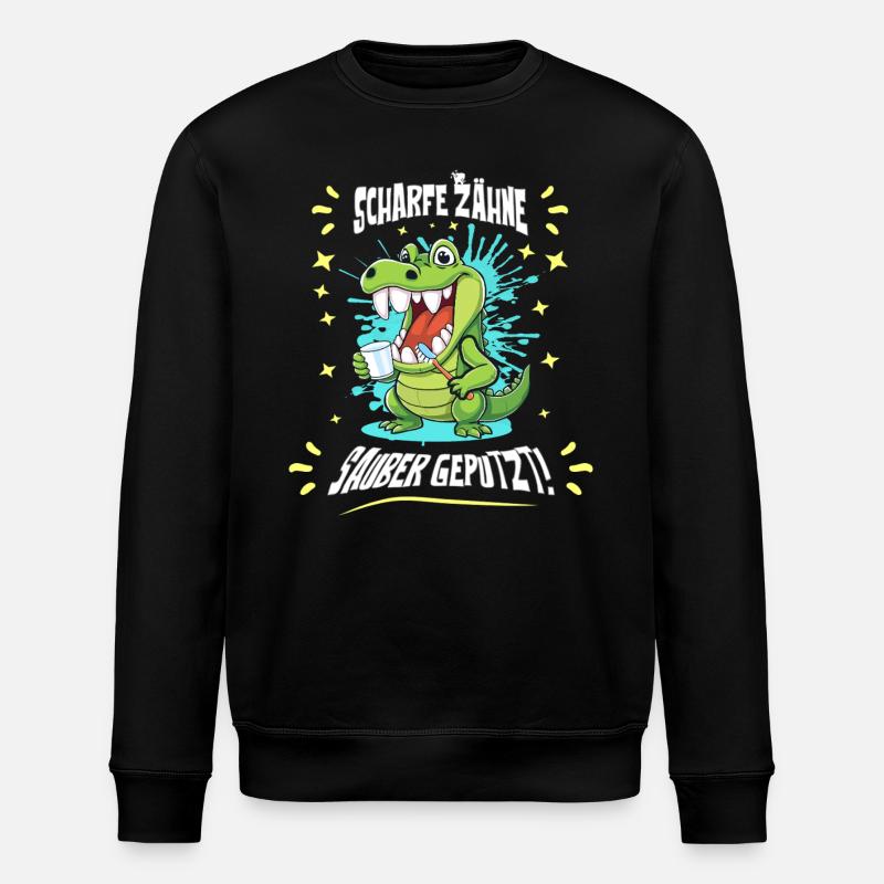 Krokodil Zahn Hygiene - Stanley/Stella Unisex Bio-Sweatshirt ROLLER - Schwarz
