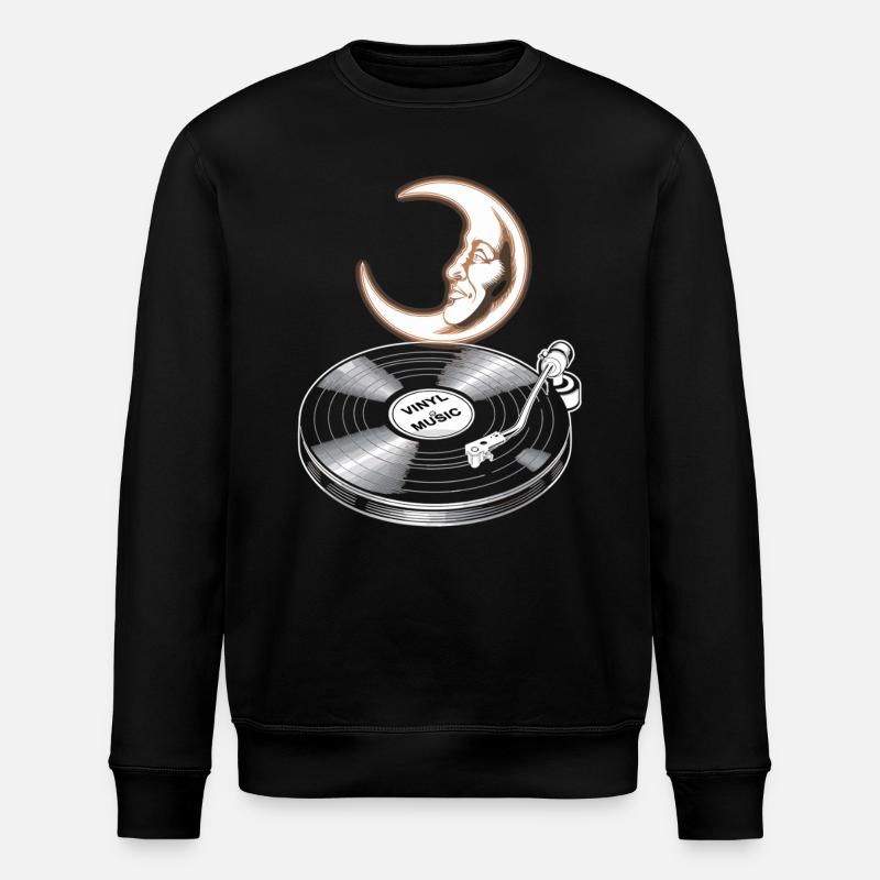 Vinyl Musik mit Mond - Stanley/Stella Unisex Bio-Sweatshirt ROLLER - Schwarz