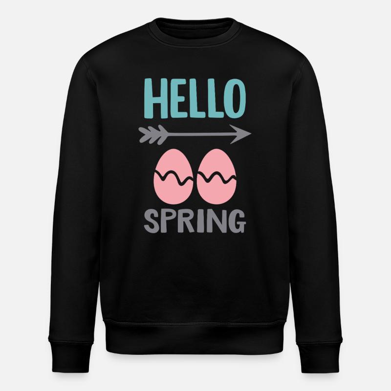 Hello Spring Frühlingsdesign mit Ostereiern - Stanley/Stella Unisex Bio-Sweatshirt ROLLER - Schwarz
