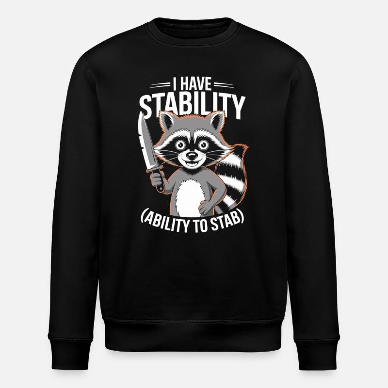 Sarkastischer Waschbär Humor - Stanley/Stella Unisex Bio-Sweatshirt ROLLER - Schwarz
